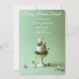 Invitación de Brunch de Pascua Huevo Floral Primav