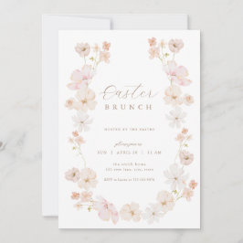 Invitación de brunch de Pascua Pastel Floral Rosa