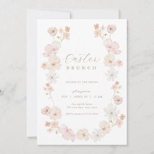 Invitación de brunch de Pascua Pastel Floral Rosa