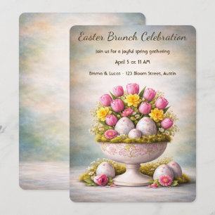Invitación de Brunch de Pascua Tulipanes Floral Pr