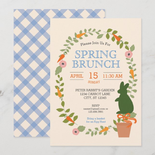Invitación de brunch de primavera (Anverso / Reverso)