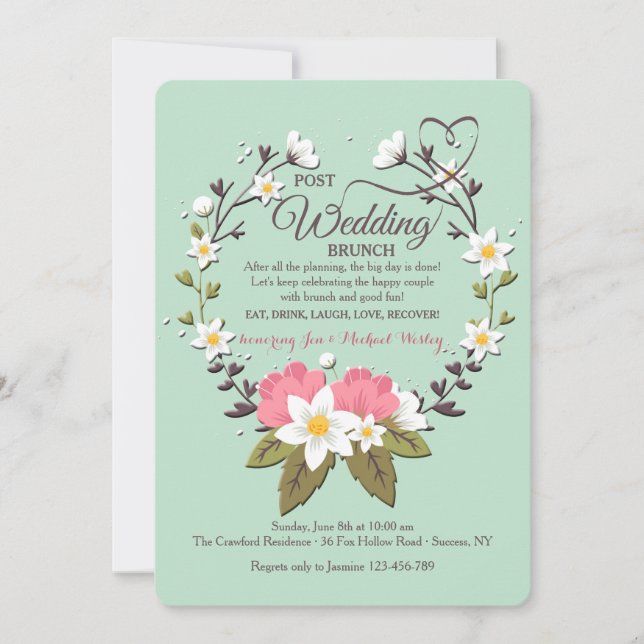 Invitación de brunch del Boda de Spring Wreath Pos (Anverso)