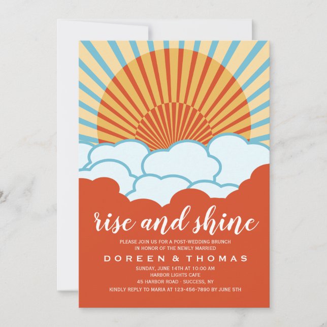 Invitación de brunch del Boda naranja Sunrise Post (Anverso)