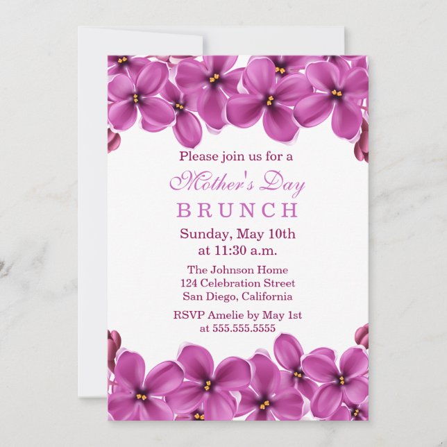 Invitación de brunch del Día de la Madre a Lilac W (Anverso)