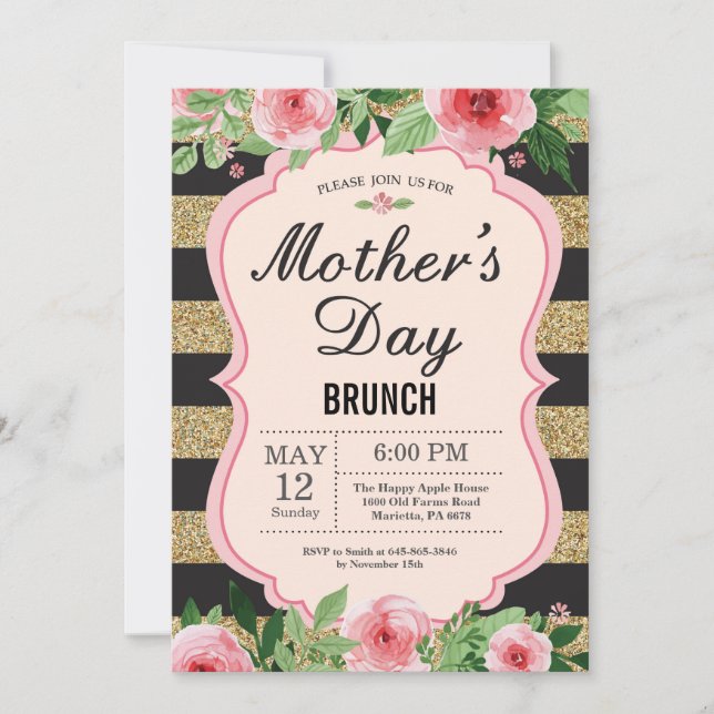 Invitación de Brunch del Día de la Madre con Acuar (Anverso)