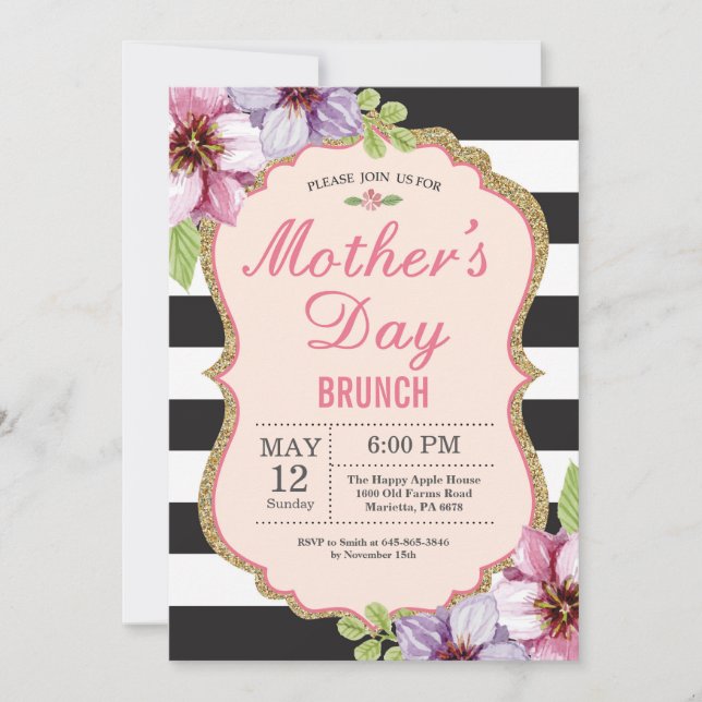 Invitación de Brunch del Día de la Madre con Acuar (Anverso)