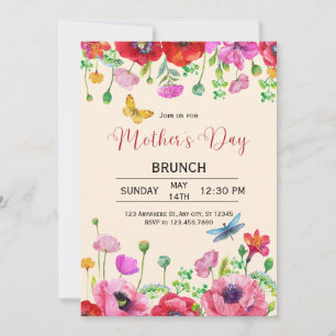 Invitación de brunch del Día de la Madre con acuar