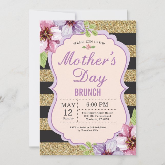 Invitación de Brunch del Día de la Madre con Acuar (Anverso)
