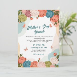 Invitación de Brunch del Día de la Madre con Flor