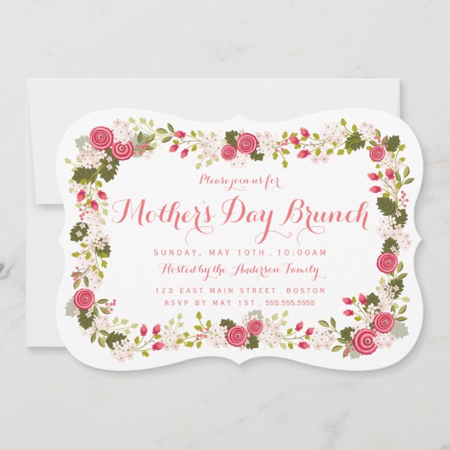 Invitación de brunch del Día de la Madre con Flora (Anverso)