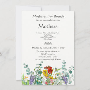Invitación de brunch del Día de la Madre con flore