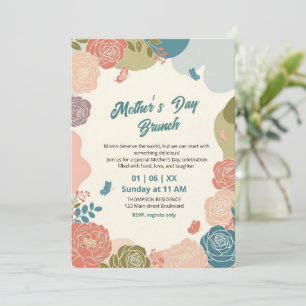 Invitación de brunch del Día de la Madre con flore