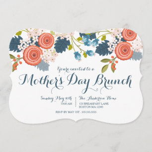 Invitación de brunch del Día de la Madre con flore