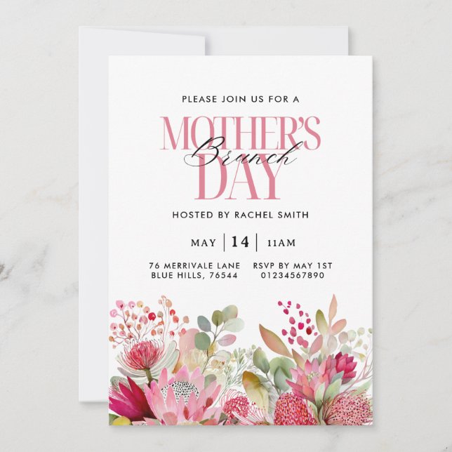 Invitación de Brunch del Día de la Madre con Flore (Anverso)