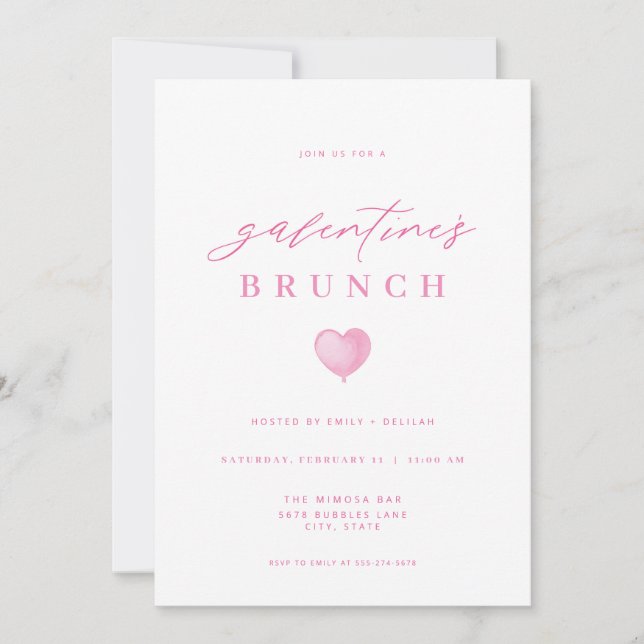 Invitación de brunch del día de las galentinas ros (Anverso)