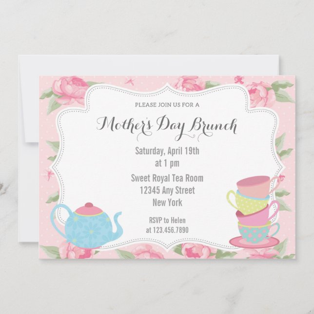 Invitación de brunch del día de las madres chicas  (Anverso)