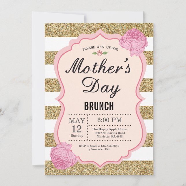 Invitación de Brunch del Día de las Madres Flor Fl (Anverso)
