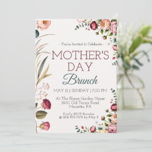 Invitación de Brunch del Día de las Madres Floral 