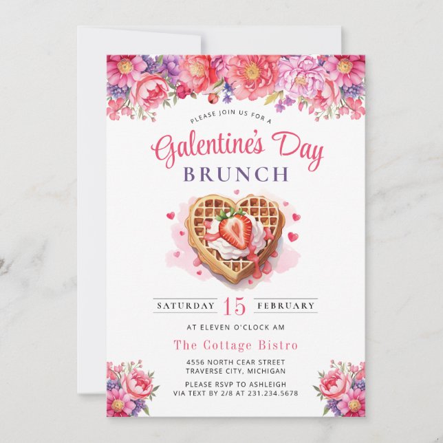 Invitación de Brunch del Día de San Valentín de Ga (Anverso)