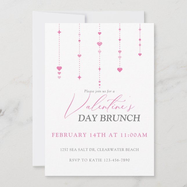 Invitación de brunch El día de San Valentín de cue (Anverso)