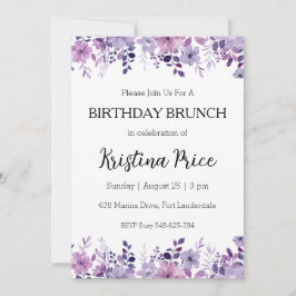 invitación de brunch floral de cumpleaños