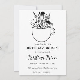 invitación de brunch floral de cumpleaños