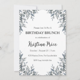 invitación de brunch floral de cumpleaños