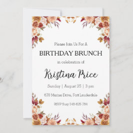 invitación de brunch floral de cumpleaños