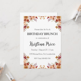 invitación de brunch floral de cumpleaños