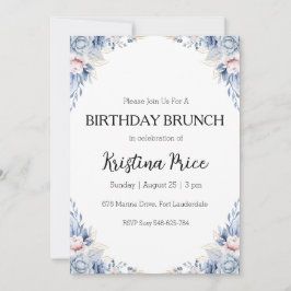 invitación de brunch floral de cumpleaños