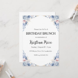 invitación de brunch floral de cumpleaños