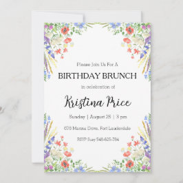 invitación de brunch floral de cumpleaños