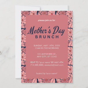 Invitación de brunch floral rosado para el Día de 