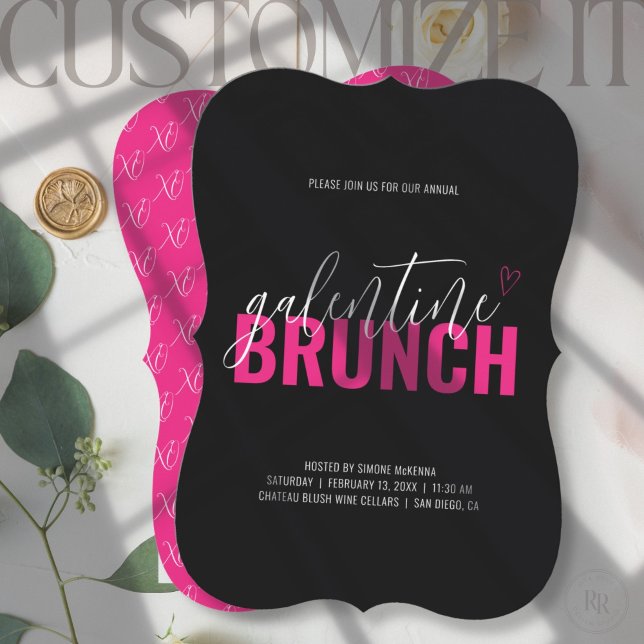 Invitación de brunch galentino caliente rosa y neg (Subido por el creador)