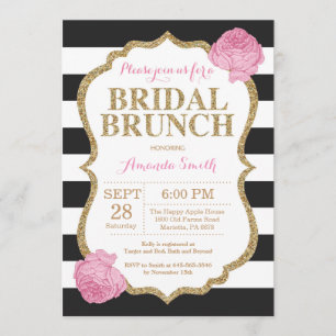 Invitación de brunch negro rosado y dorado