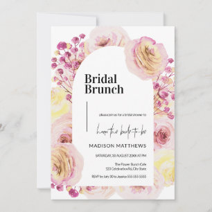 Invitación de Brunch Nupcial Arco de Rosa Tono Mel