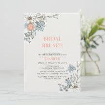 Invitación de brunch nupcial boho primavera azul f