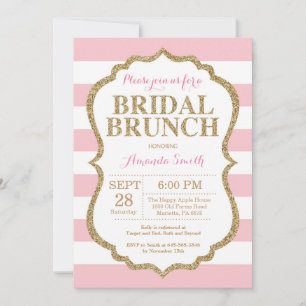 Invitación de Brunch Nupcial con Brillo Rosa y Dor