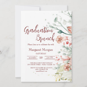 Invitación de Brunch Nupcial con Flores de Acuarel