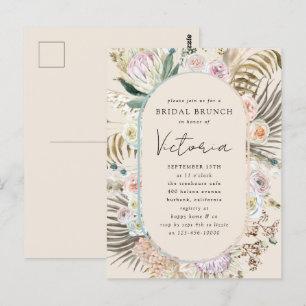 Invitación de brunch nupcial con flores de hierba 