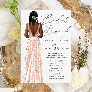 Invitación de Brunch Nupcial con Vestido Elegante