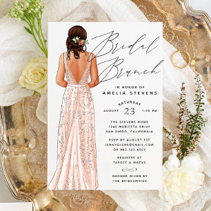 Invitación de Brunch Nupcial con Vestido Elegante