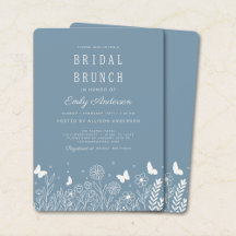 Invitación de Brunch Nupcial Cottagecore Polvo Azu