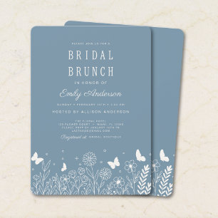 Invitación de Brunch Nupcial Cottagecore Polvo Azu