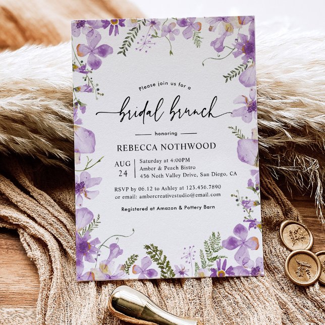 Invitación de brunch nupcial de lavanda moderna Li (Subido por el creador)