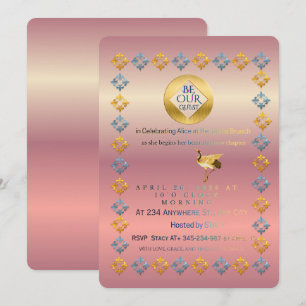 Invitación de Brunch Nupcial de Rosa Dorada de Luj