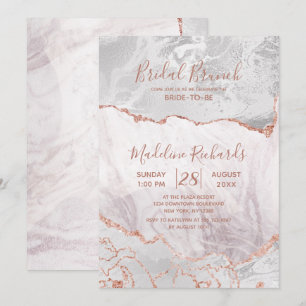 Invitación de Brunch Nupcial en Oro Rosa y Blanco