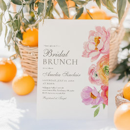 Invitación de brunch nupcial floral brillante acua