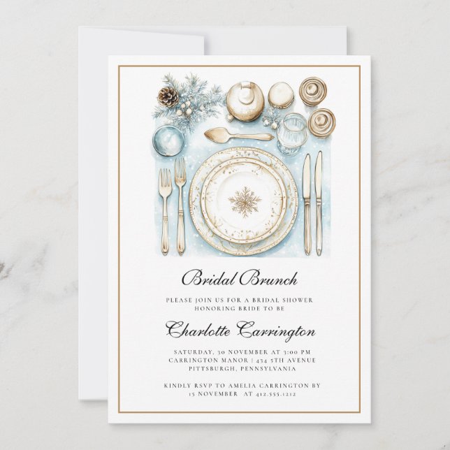 Invitación de Brunch Nupcial para las Fiestas de N (Anverso)