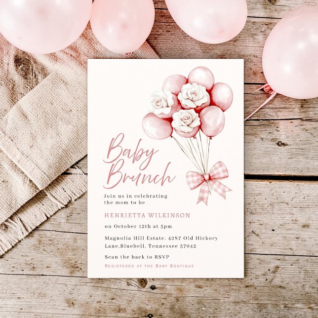 Invitación de brunch para baby shower con lazo de  (Subido por el creador)